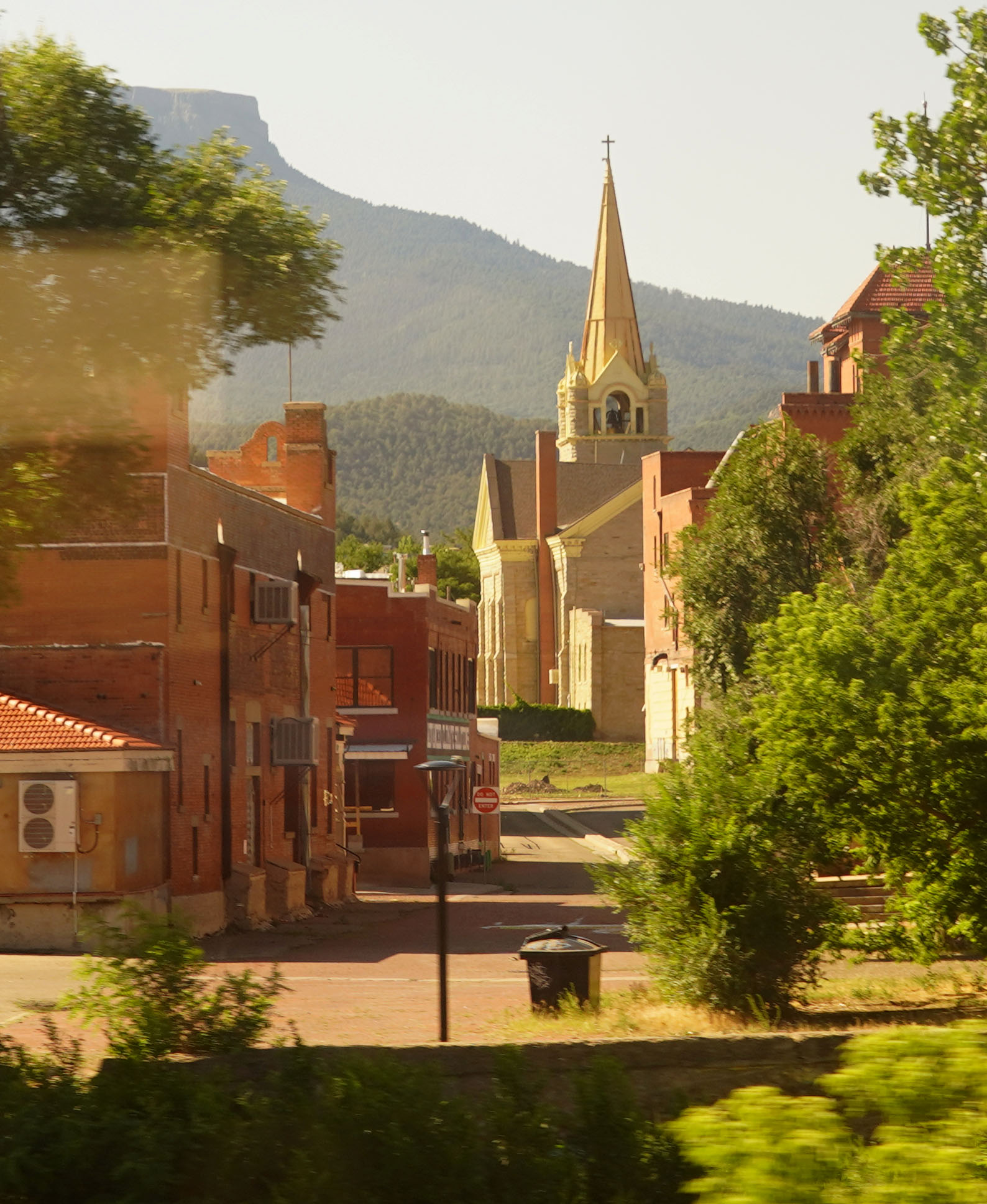 Church steeple in some New Mexican town.