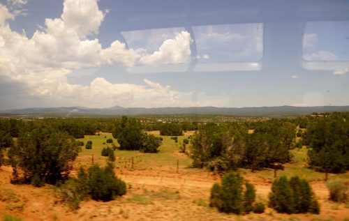 Desert sky with clouds.