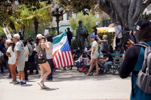 Anti-ICE protest  in the old plaza.